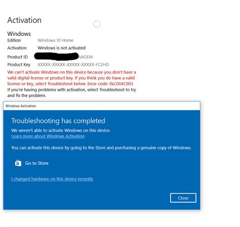Windows 10 cant activate